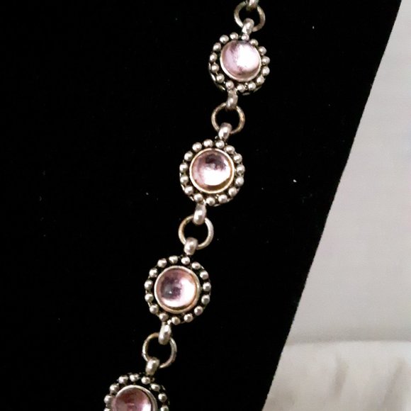MKM Design silvertone and purple/pink stones - Picture 2 of 7